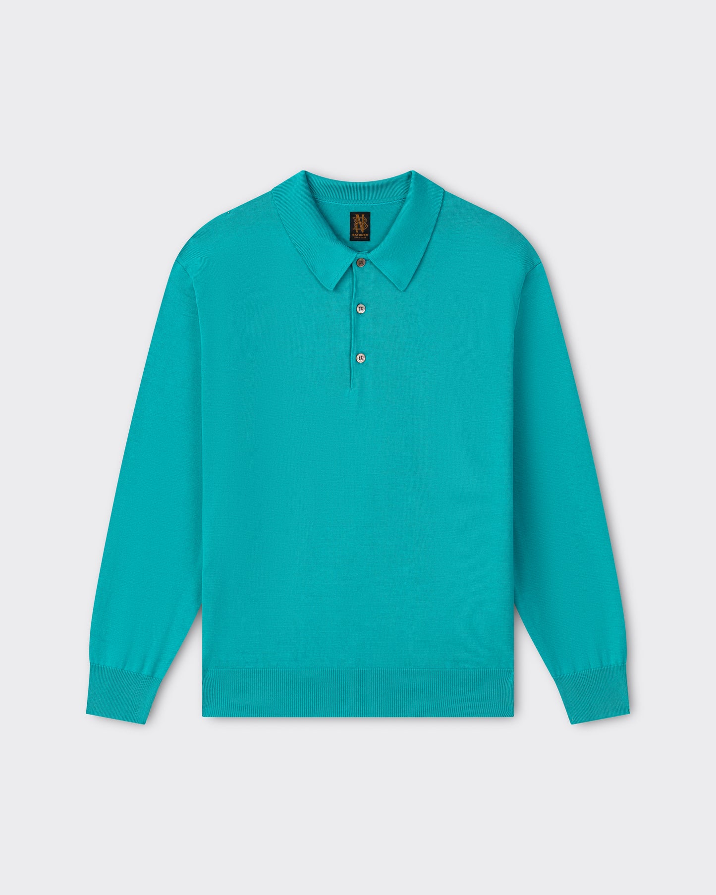 Long-Sleeve Sea Island Cotton Polo : Turquoise