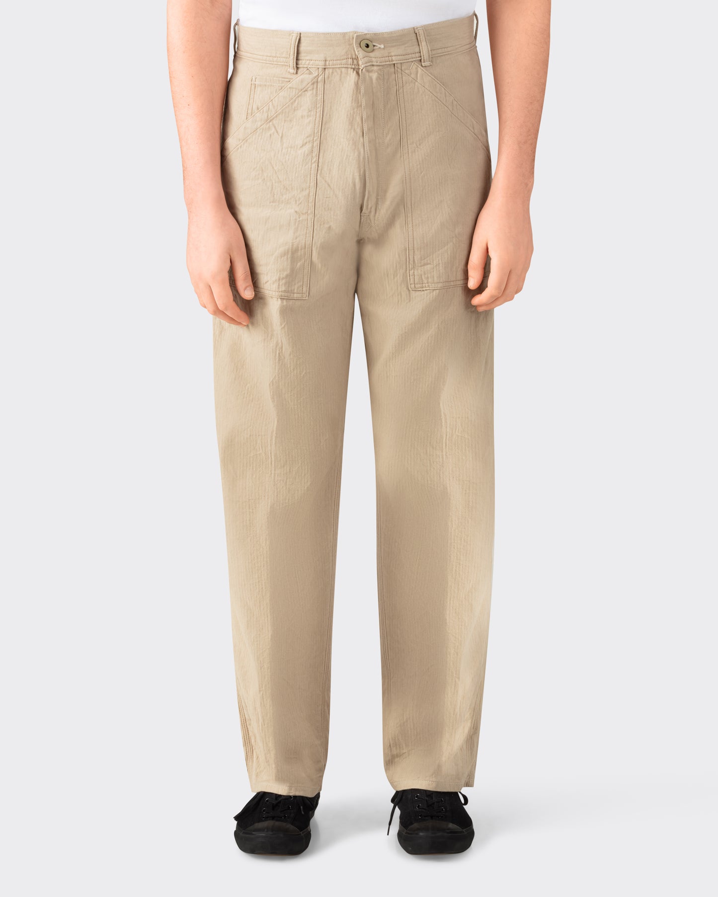 “PAUL” Linen & Cotton Trousers : Beige