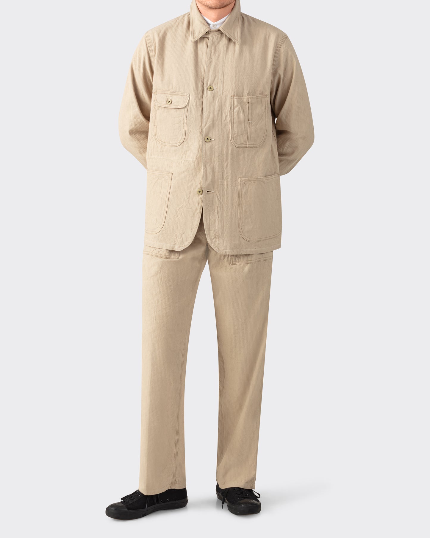 “PAUL” Linen & Cotton Trousers : Beige
