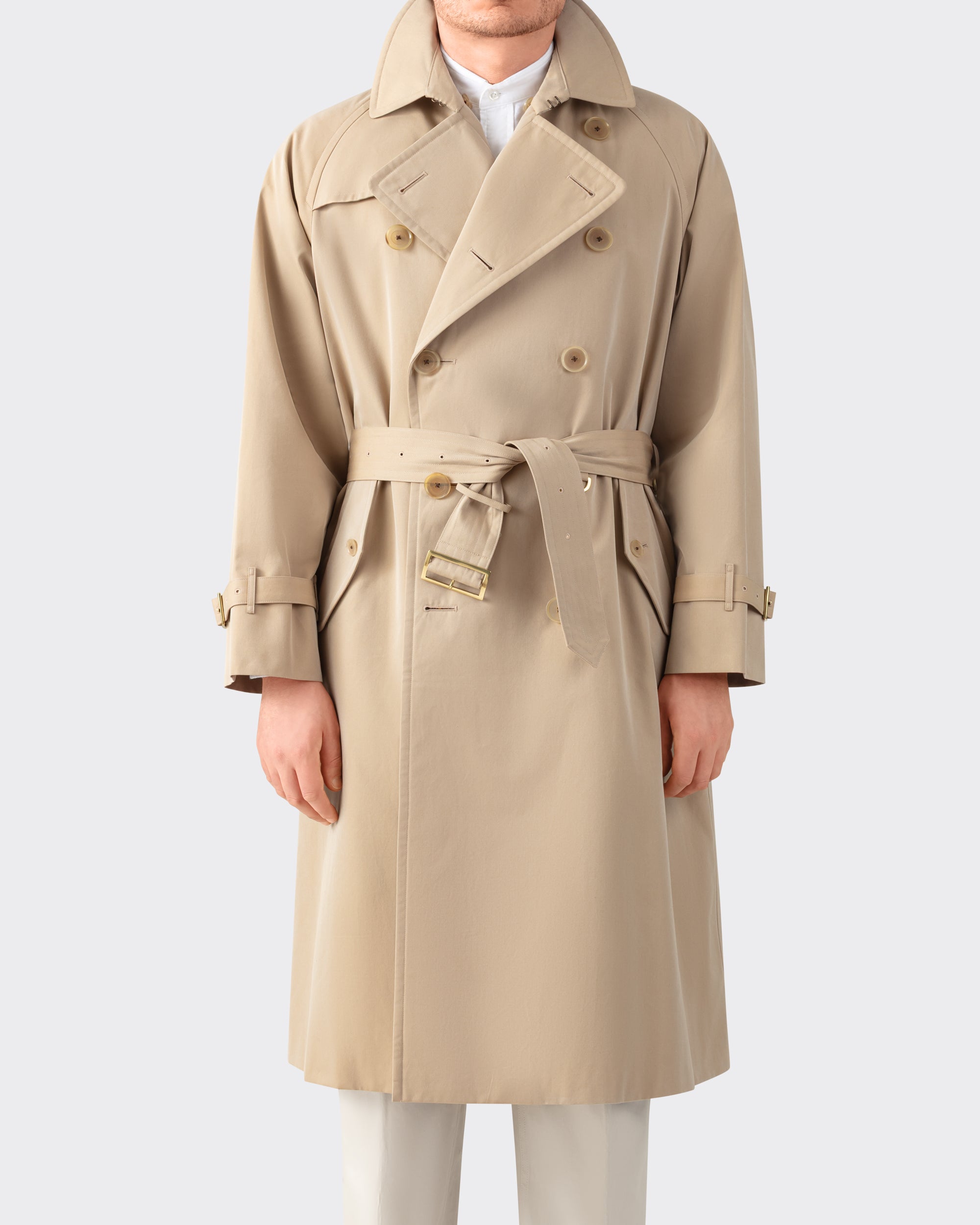 Cohérence : “AL II” Cotton Gabardine Trench Coat : Beige – Beige
