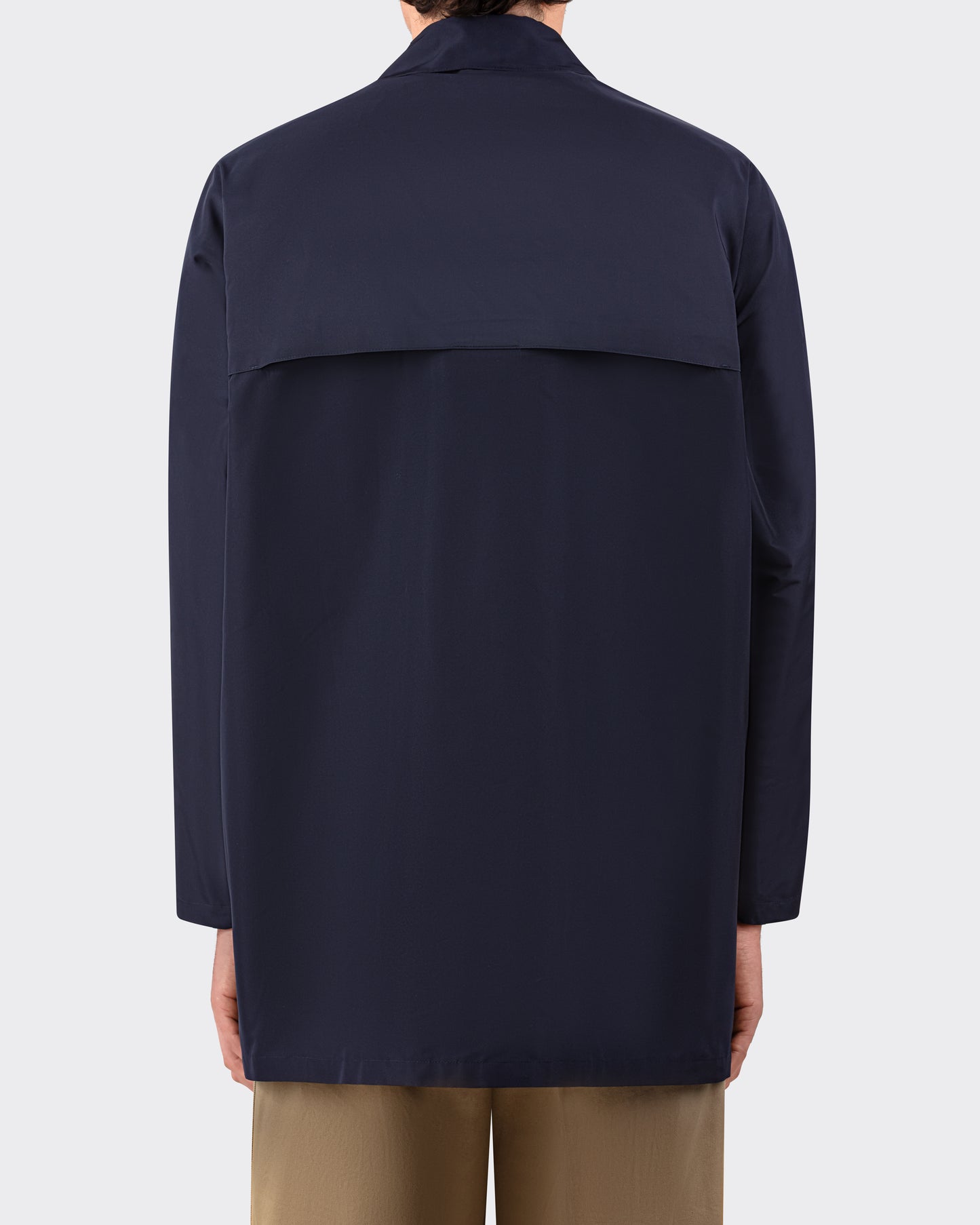 Raglan Silk Overcoat: Navy