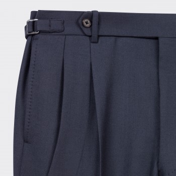 Pantalon à Pinces Twill de Laine : Bleu Ardoise 