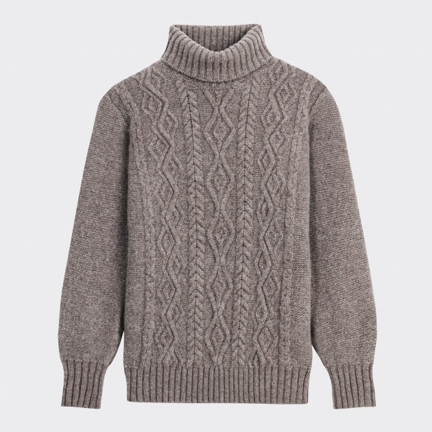 Aran Merino Turtleneck : Light Brown 