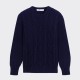 Aran Merino Crewneck : Navy 