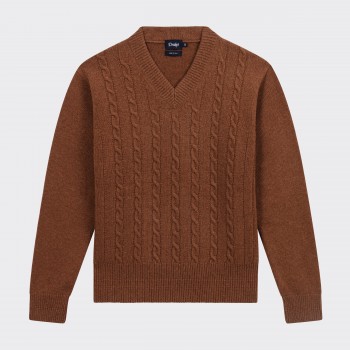 Col V en Laine & Cachemire : Marron