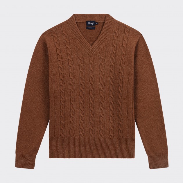 Col V en Laine & Cachemire : Marron