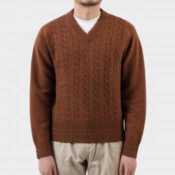 Col V en Laine & Cachemire : Marron