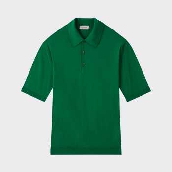 Short Sleeves Cotton Polo Shirt: Green