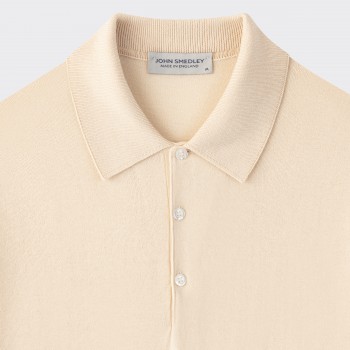 Short Sleeves Cotton Polo Shirt: Cream