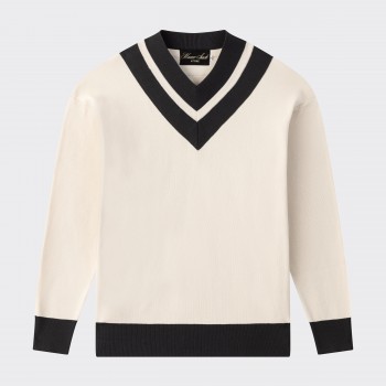 Cricket Sweater en Coton : Écru/Noir