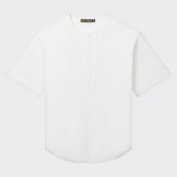 T-shirt Col « Henry » : Blanc