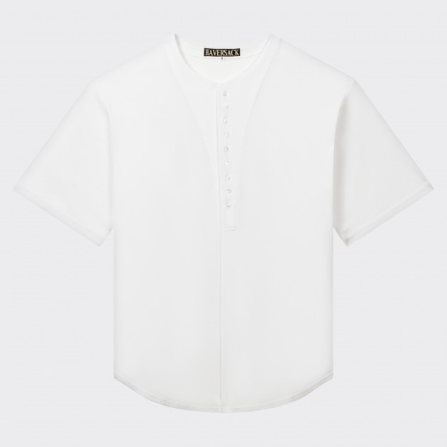 T-shirt Col « Henry » : Blanc