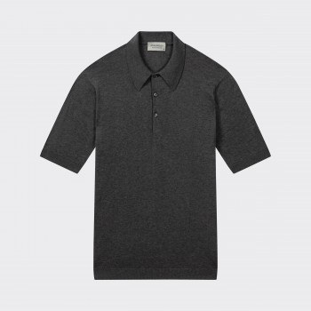 Short Sleeves Cotton Polo Shirt: Grey