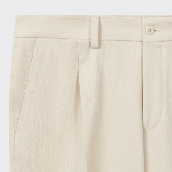 Pantalon à Pinces en Coton : Écru