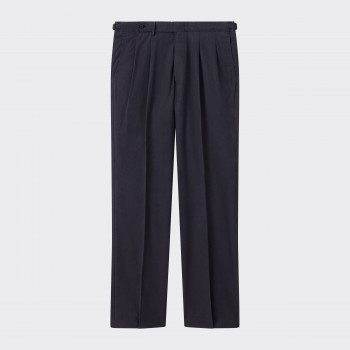 Pantalon à Pinces Gabardine de Coton : Marine   