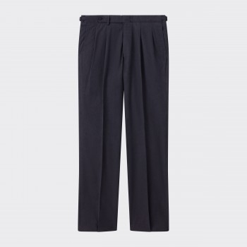 Pantalon à Pinces Gabardine de Coton : Marine   