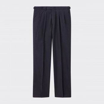 Pleated Coton Gabardine Trousers : Navy