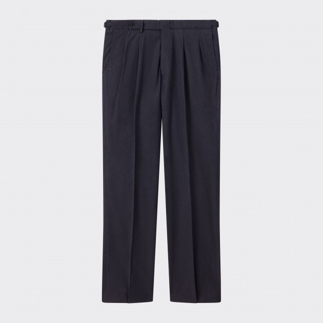 Pantalon à Pinces Gabardine de Coton : Marine   