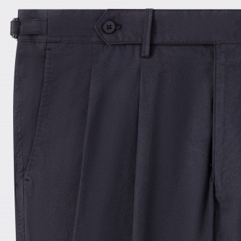 Pleated Coton Gabardine Trousers : Navy
