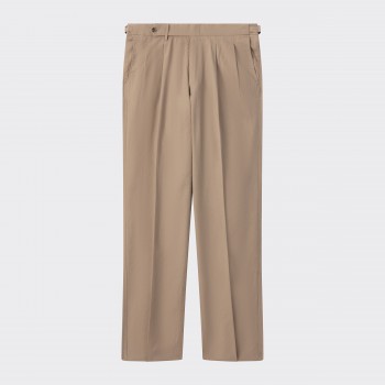 Pantalon à pinces en coton beige