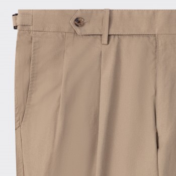 Pantalon à Pinces Gabardine de Coton : Beige