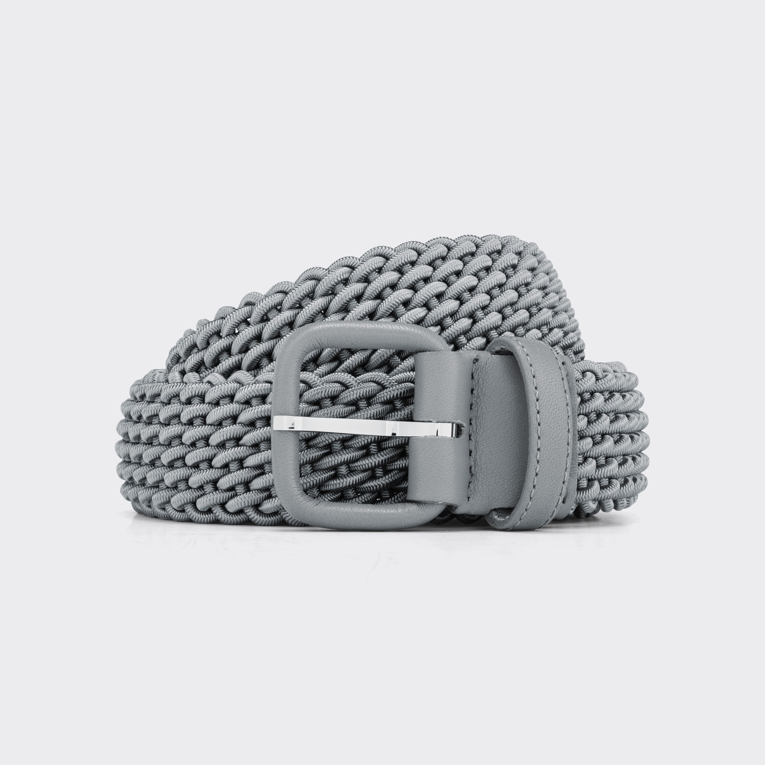 L'Aiglon : Woven Elastic Belt : Pearl Grey