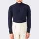 Merino Wool Zip Collar Sweater : Navy