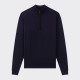 Merino Wool Zip Collar Sweater : Navy