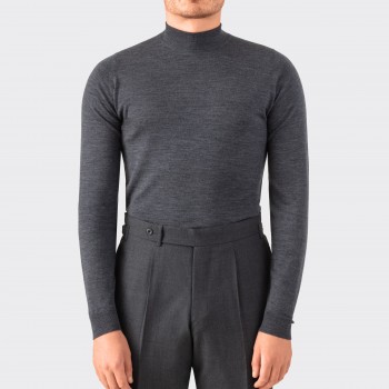 Merino Wool Mock Neck Sweater : Grey
