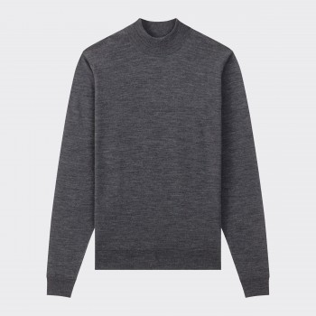 Merino Wool Mock Neck Sweater : Grey