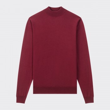 Merino Wool Mock Neck Sweater : Burgundy