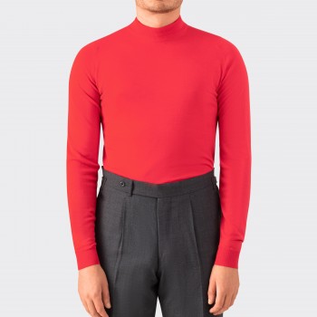 Merino Wool Mock Neck Sweater : Red