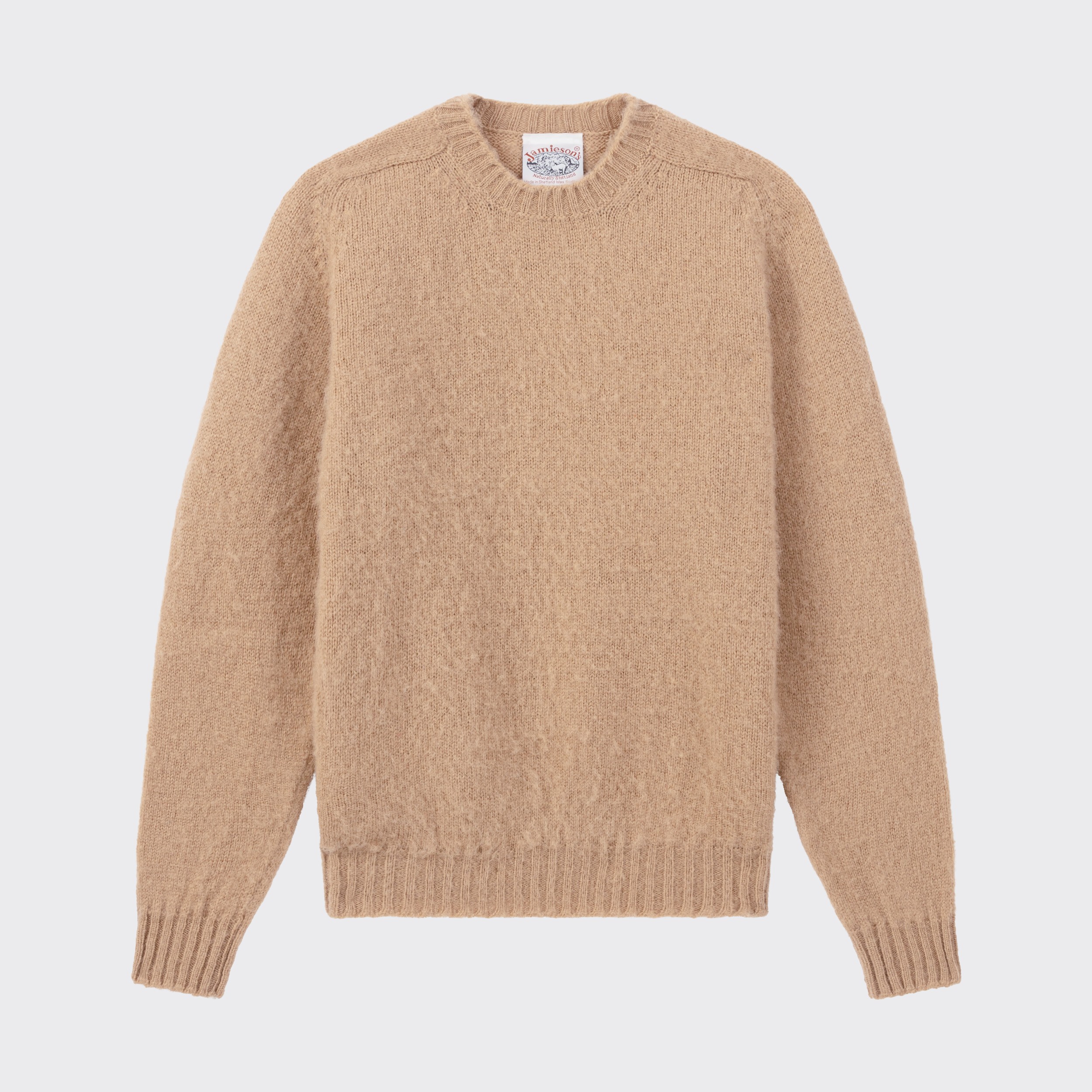 Jamieson s Brushed Wool Crewneck Knit Camel