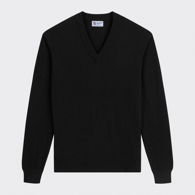 Pull Col V en Cachemire : Noir