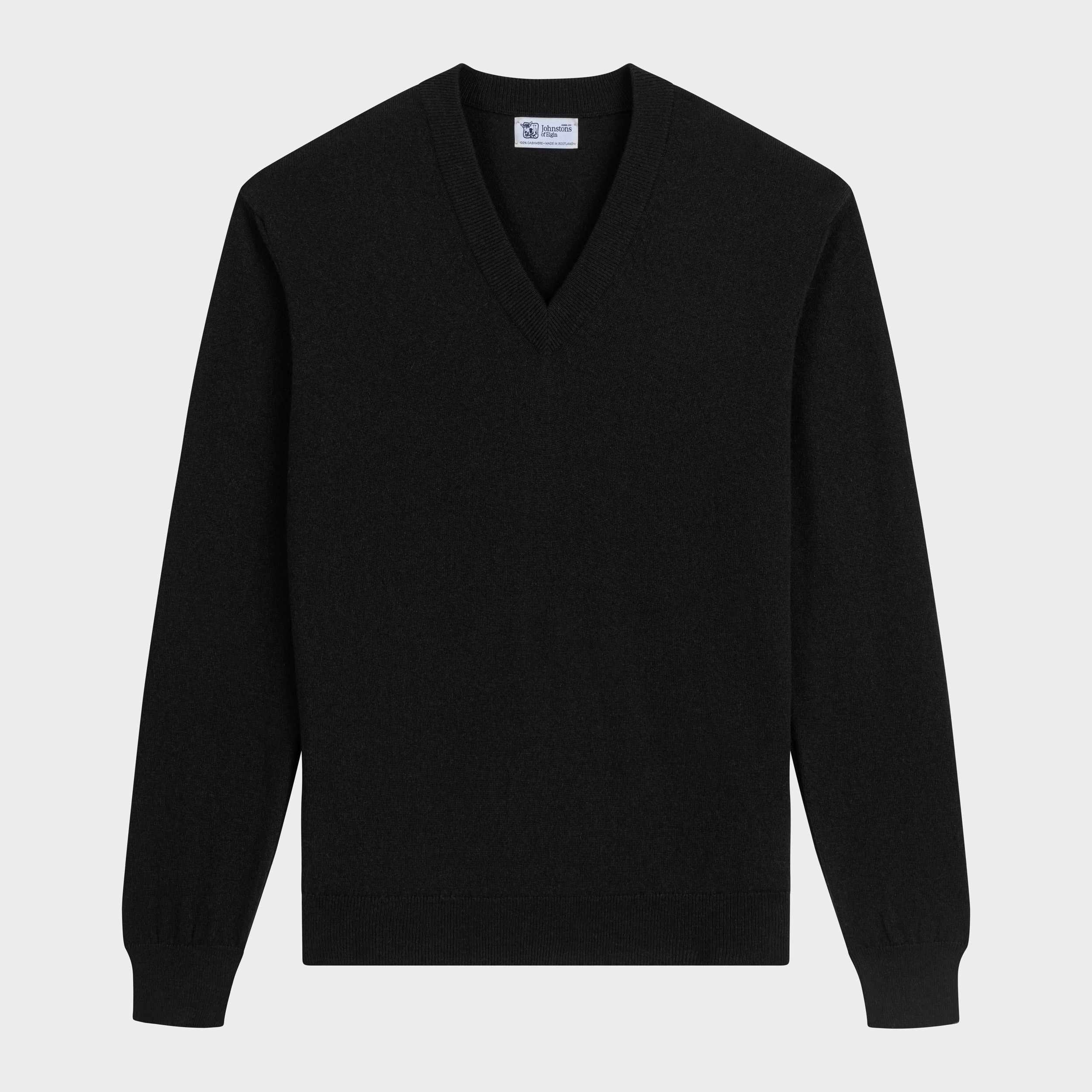 Johnstons of Elgin Cashmere V neck Sweater Black