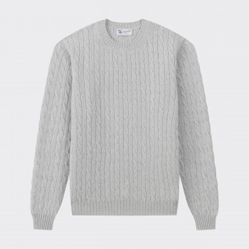 Pull Torsadé en Cachemire : Gris Perle