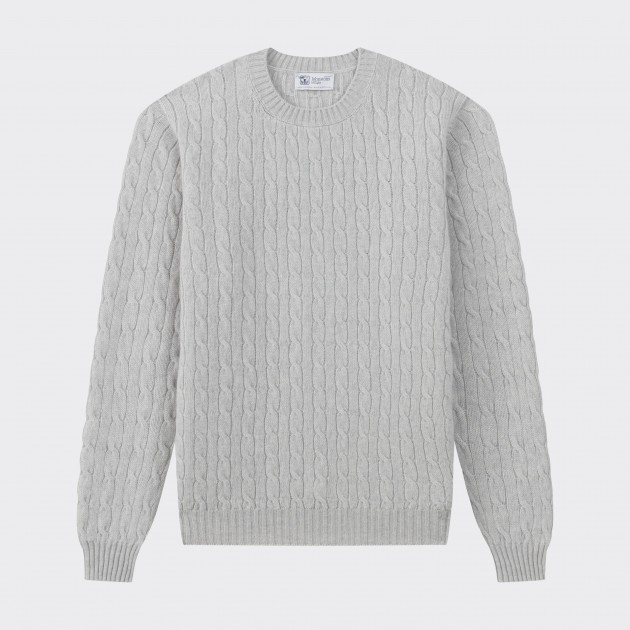 Cashmere Cable Knit Sweater : Pearl Grey 