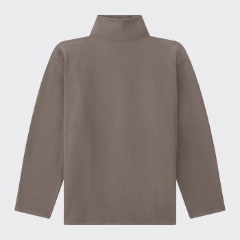 “Orlo” Mock Neck Shirt : Greige 