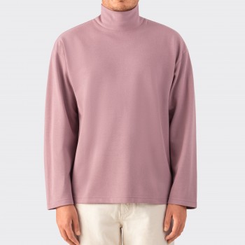 “Orlo” Mock Neck Shirt : Raspberry Grey