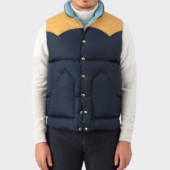 Down Vest : Navy/Sky Blue  