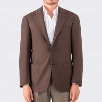 Birdseye Wool, Cashmere & Silk Jacket : Brown/Beige