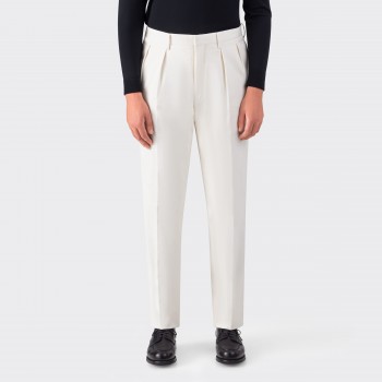 Pantalon à Pinces Cavalry Twill : Blanc