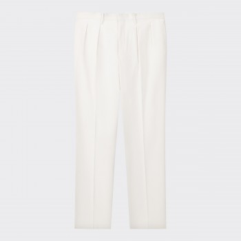 Pleated Cavalry Twill Trousers : White