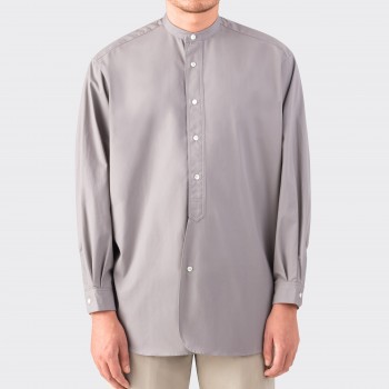 Band Collar Overshirt : Pearl Grey 