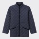 Only for BEIGE | Band Collar Quilted Jacket : Navy