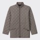 Only for BEIGE | Band Collar Quilted Jacket : Greige