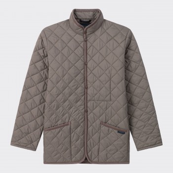 Only for BEIGE | Band Collar Quilted Jacket : Greige