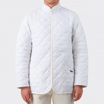 Only for BEIGE | Band Collar Quilted Jacket : White