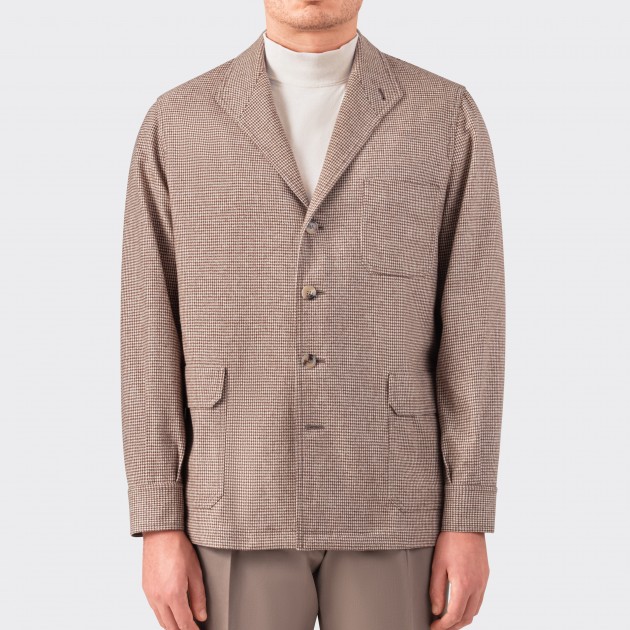 Dogtooth Merino Wool Teba Jacket : Beige  