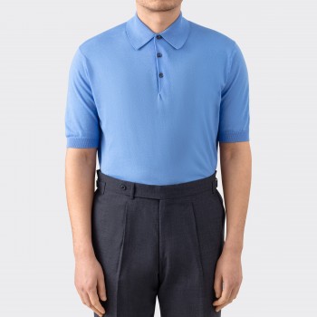 Polo Manches Courtes Coton : Bleu Lavande